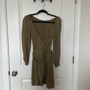 Anthropologie wrap dress in olive green